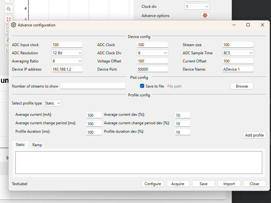 Advance Configuration Window