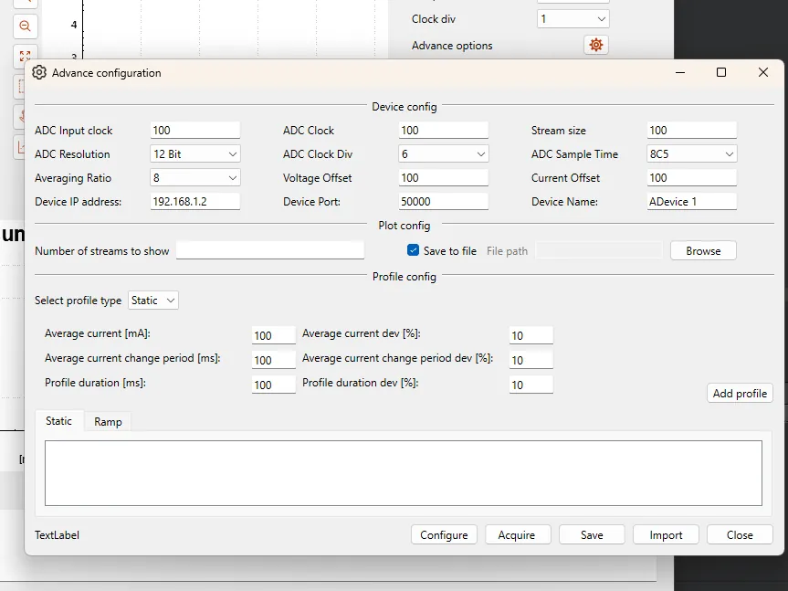 Advance Configuration Window