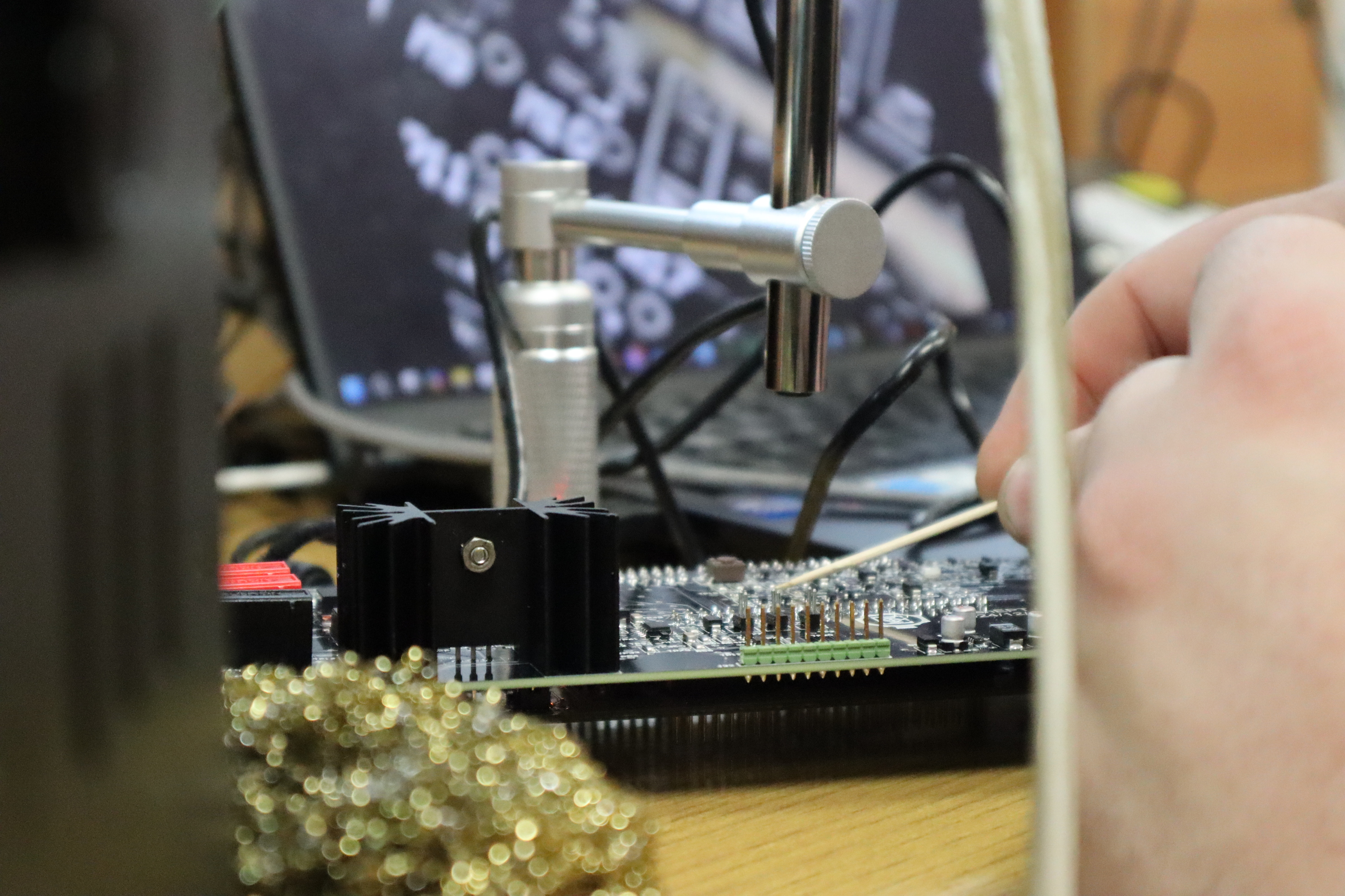 The shield board has arrived, and the testing phase is ongoing